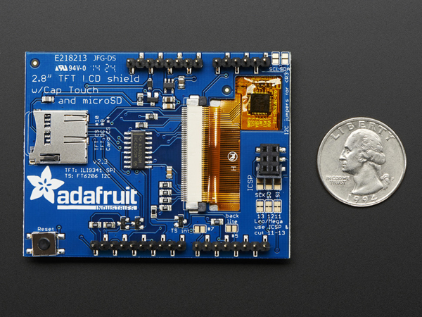 디바이스마트,오픈소스/코딩교육 > 아두이노 > 아두이노 호환쉴드,Adafruit,2.8' TFT Touch Shield for Arduino w/Capacitive Touch [ada-1947],아두이노 호환 / 2.8인치 (4 white-LED backlight) / 240x320 / 정전식 터치