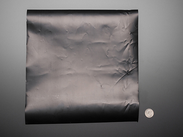 디바이스마트,MCU보드/전자키트 > 전원/신호/저장/응용 > 웨어러블 > 전도성실/직물/펜,Adafruit,Pressure-Sensitive Conductive Sheet (Velostat/Linqstat) [ada-1361],'Velostat' 또는 'Linqstat'로 알려진 전도성 물질입니다. 압력을 감지하며 (비트는 것 역시 저항을 감소시킵니다), 휘어지는 센서를 만들기에 아주 적합합니다. 저렴한 가격으로 웨어러블 관련 작업을 하기에 아주 좋습니다. / 크기 28 x 28cm, 두께 2mm / 배송 시 접혀진 채로 발송됩니다.(펴서 무거운 책을 올려놓으시면 됩니다)