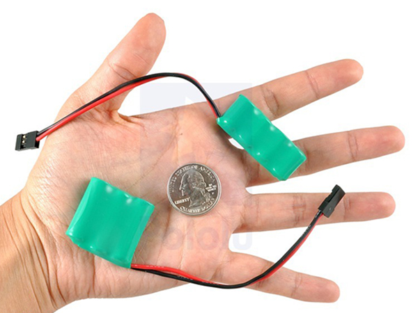 디바이스마트,,Pololu,Rechargeable NiMH Battery Pack: 6.0 V, 350 mAh, 5x1 2/3-AAA Cells, JR Connector #2243,6.0 V, 350 mAh, 5 개의 2/3-AAA Cells, JR Connector (길이 4인치) / 작은 로봇을 구동하는데 적당한 배터리입니다. / 색상은 변경될 수 있습니다.