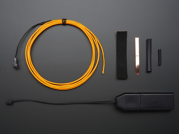 디바이스마트,LED/LCD > LED 관련 상품 > EL Wire/tape/sheet,Adafruit,EL wire starter pack - Yellow 2.5 meter [ada-585],2.5 M 고휘도 EL Wire !! / EL 인버터, 히트싱크, 구리테이프, 폼테이프 포함(배터리 별매) / Yellow