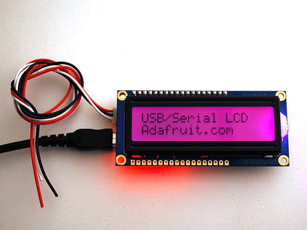 USB + Serial Backpack Kit with 16x2 RGB backlight positive LCD - Black on RGB [ada-782]