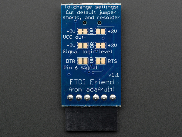 디바이스마트,MCU보드/전자키트 > 개발용 장비 > USB/RS232/RS485 컨버터,Adafruit,FTDI Friend + extras - v1.0 [ada-284],정품(정식) FTDI칩 사용, FTDI FT232RL 칩 아답터 / 38.07 x 17.89mm / FTDI케이블이 단순히 4개의 시그널라인을 통해서 데이터를 주고받는데 반해, FTDI Friend는 신호/전원라인을 바꿀 수도 있는(3.3V or 5V)등의 추가적인 기능이 있습니다.