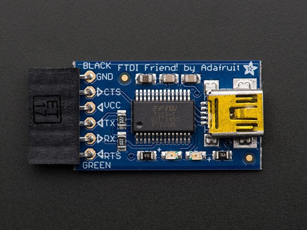 디바이스마트,MCU보드/전자키트 > 개발용 장비 > USB/RS232/RS485 컨버터,Adafruit,FTDI Friend + extras - v1.0 [ada-284],정품(정식) FTDI칩 사용, FTDI FT232RL 칩 아답터 / 38.07 x 17.89mm / FTDI케이블이 단순히 4개의 시그널라인을 통해서 데이터를 주고받는데 반해, FTDI Friend는 신호/전원라인을 바꿀 수도 있는(3.3V or 5V)등의 추가적인 기능이 있습니다.