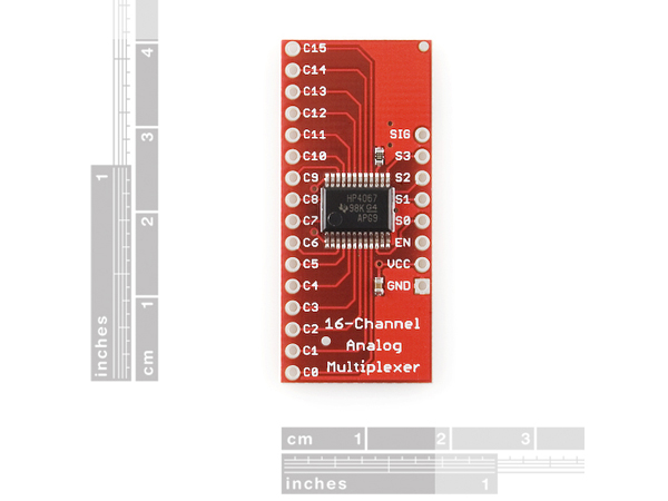 디바이스마트,MCU보드/전자키트 > 전원/신호/저장/응용 > 인터페이스/먹서,SparkFun,SparkFun Analog/Digital MUX Breakout - CD74HC4067 [BOB-09056],16-Channel Analog/Digital Multiplexer/Demultiplexer CD74HC4067 / 멀티플렉서, 로타리 스위치와 유사합니다. / 2V to 6V operation / -55C to 125C