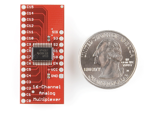 디바이스마트,MCU보드/전자키트 > 전원/신호/저장/응용 > 인터페이스/먹서,SparkFun,SparkFun Analog/Digital MUX Breakout - CD74HC4067 [BOB-09056],16-Channel Analog/Digital Multiplexer/Demultiplexer CD74HC4067 / 멀티플렉서, 로타리 스위치와 유사합니다. / 2V to 6V operation / -55C to 125C