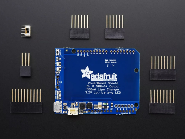 디바이스마트,오픈소스/코딩교육 > 아두이노 > 아두이노 호환쉴드,Adafruit,Adafruit PowerBoost 500 Shield - Rechargeable 5V Power Shield [ada-2078],아두이노 호환 실드 / 아두이노에 파워팩을 장착하여 어디든 가지고 다녀보세요! / Uno, Duemilanove, Mega, Leonardo and Due 호환 / 리튬이온, 리튬폴리머 배터리 사용 가능(3.7v, 4.2v 종류) / microUSB를 통한 충전 가능 / 배터리 미포함(별매, 500mA 이상 추천)