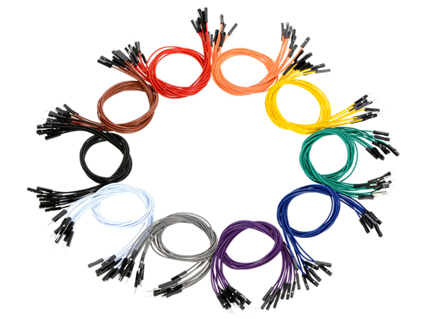 디바이스마트,케이블/전선 > 어셈블리 케이블 > 클림프/점퍼 케이블,Pololu,Premium Jumper Wire 50-Piece Rainbow Assortment M-F 3',점퍼 와이어 / M-F 타입 / 양쪽 2.54mm Header / 규격 : 26 AWG / 길이 : 7.5cm / 색상 : 10색 / 수량 : 50개 (색상 별 5개)