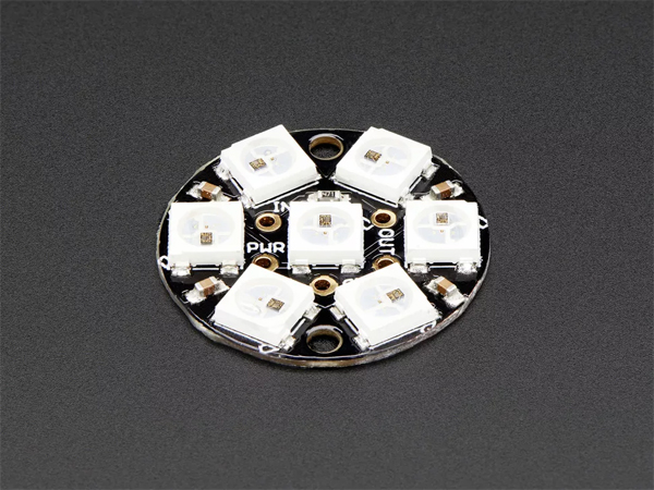 디바이스마트,LED/LCD > LED 인테리어조명 > LED 모듈,Adafruit,NeoPixel Jewel - 7 x WS2812 5050 RGB LED with Integrated Drivers [ada-2226],5050 (5mm x 5mm) smart RGB LEDs / 5VDC / LED 당 최대 18mA
