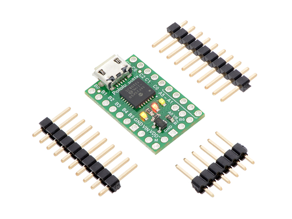 디바이스마트,MCU보드/전자키트 > 프로세서/개발보드 > PIC,Pololu,P-Star 25K50 Micro #3150,Microchip’s PIC18F25K50 microcontroller / 5 V logic / Operating voltage: 5.5 V to 15 V / USB Micro-B interface / 16 digital input/output pins