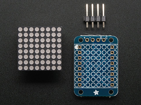 디바이스마트,LED/LCD > LED 인테리어조명 > LED 모듈,Adafruit,Adafruit Mini 8x8 LED Matrix w/I2C Backpack - Red [ada-870],LED backpack + Ultra-bright 8x8 red matrix + 4-pin header
