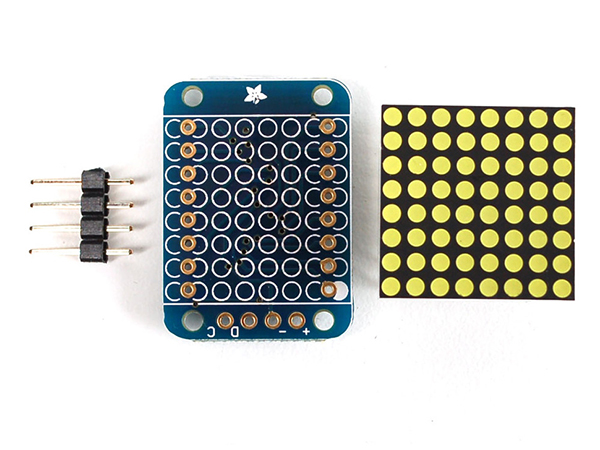 디바이스마트,LED/LCD > LED 인테리어조명 > LED 모듈,Adafruit,Adafruit Mini 8x8 LED Matrix w/I2C Backpack - Ultra Bright White [ada-1080],LED backpack + Ultra-bright 8x8 white matrix + 4-pin header / 20mm x 28mm x 4mm