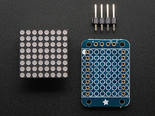 디바이스마트,LED/LCD > LED 인테리어조명 > LED 모듈,Adafruit,Adafruit Mini 8x8 LED Matrix w/I2C Backpack - Blue [ada-959],LED backpack + Ultra-bright 8x8 blue matrix + 4-pin header / 20mm x 28mm x 4mm