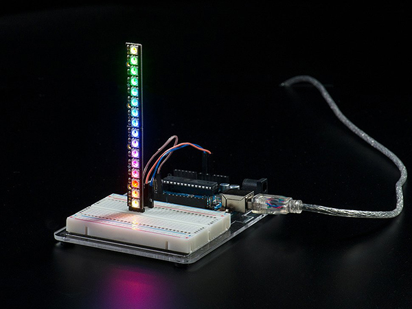 디바이스마트,LED/LCD > LED 인테리어조명 > LED 모듈,Adafruit,NeoPixel Stick - 8 x WS2812 5050 RGB LED with Integrated Drivers [ada-1426],8 x 5050 (5mm x 5mm) smart RGB LED + PCB + mounting holes / 5VDC (4-7V works) / 51.10mm / 10.22mm x 3.19mm