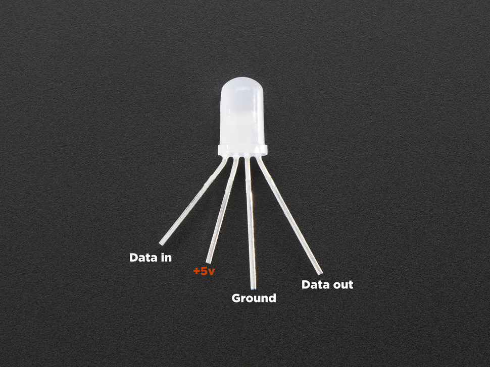 디바이스마트,LED/LCD > 일반 LED부품 > 멀티칼라 LED > 5색 이상 LED,Adafruit,NeoPixel Diffused 5mm Through-Hole LED - 5 Pack [ada-1938],사이즈 : 5mm / 전압 : 5V / 전류 : 18.5mA / 색상 : RGB