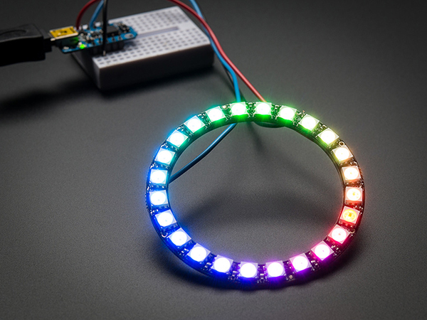 디바이스마트,LED/LCD > LED 인테리어조명 > LED 모듈,Adafruit,NeoPixel Ring - 24 x WS2812 5050 RGB LED with Integrated Drivers [ada-1586],66mm 외경 / 24개의 고휘도 NeoPixel LED / 각 LED는 개별 컨트롤 및 주소할당 가능 / 5VDC