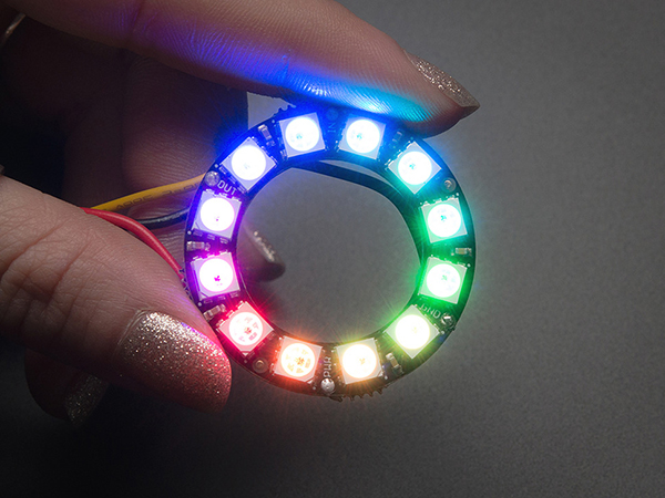 디바이스마트,LED/LCD > LED 인테리어조명 > LED 모듈,Adafruit,NeoPixel Ring - 12 x WS2812 5050 RGB LED with Integrated Drivers [ada-1643],37mm 외경 / 12개의 고휘도 NeoPixel LED / 각 LED는 개별 컨트롤 및 주소할당 가능 / 5VDC