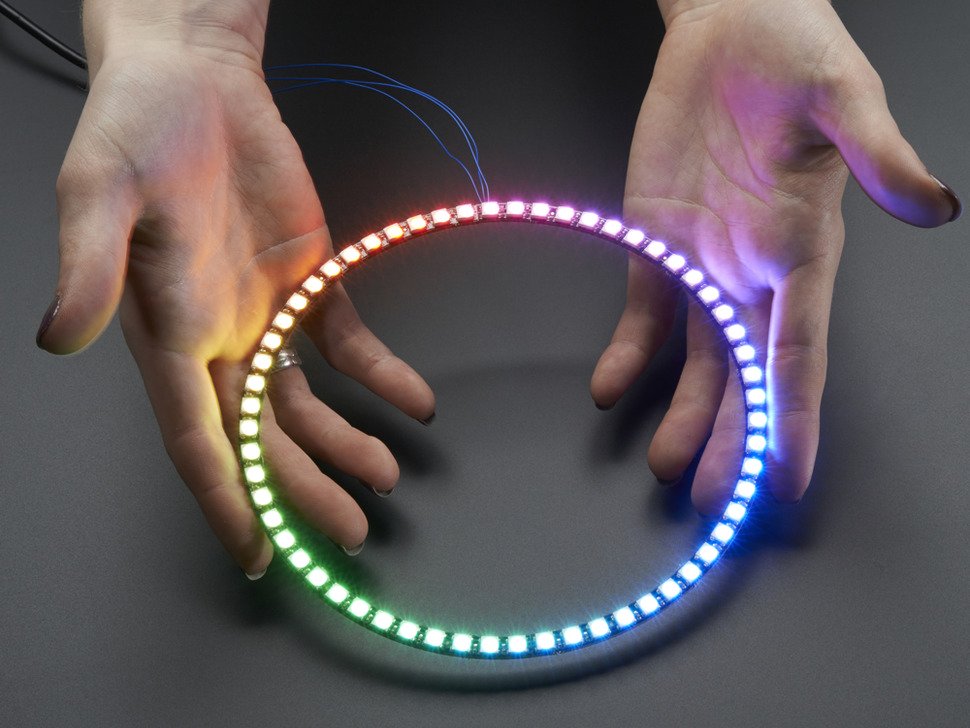 디바이스마트,LED/LCD > LED 인테리어조명 > LED 모듈,Adafruit,NeoPixel 1/4 60 Ring - WS2812 5050 RGB LED w/ Integrated Drivers [ada-1768],157.48mm 외경 / 60개의 고휘도 NeoPixel LED / 각 LED는 개별 컨트롤 및 주소할당 가능 / 5VDC / 주의 : 수량 1개는 전체 Ring의 1/4 입니다. 총 4개를 구매하셔서 모두 납땜하셔야 1개의 60 LED NeoPixel Ring이 완성됩니다.