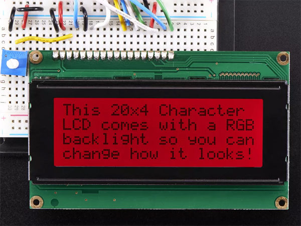 디바이스마트,LED/LCD > LCD 캐릭터/그래픽 > 캐릭터 LCD,Adafruit,RGB backlight positive LCD 20x4 + extras - black on RGB [ada-499],black characters + full color RGB background / 5V logic / ~40mA per LED