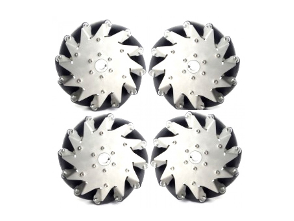 A Set of 203mm Stainless Steel Mecanum Wheels With Rubber Roller (4 Pieces)/Bearing Rollers [NX-14151]