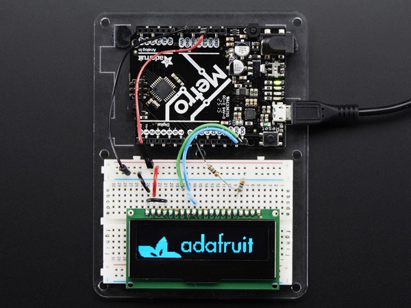 디바이스마트,MCU보드/전자키트 > 디스플레이 > LCD/OLED,Adafruit,Monochrome 2.3 inch 128x32 OLED Graphic Display Module Kit [ada-2675],고대비 2.3인치 128x32 blue OLED pixel 디스플레이 / 디스플레이 자체는 3.3V(전원 및 logic level)이나, 3V 또는 5V를 3.3V로 변환시켜주는 HC4050 레벨시프터(브레드보드용)와 220uF capacitor가 포함되어 있습니다. / 64mm x 28mm x 5mm