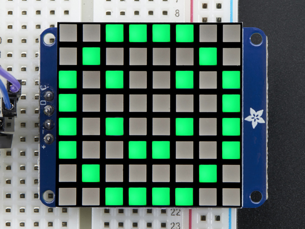 디바이스마트,LED/LCD > LED 인테리어조명 > LED 모듈,Adafruit,Small 1.2' 8x8 Bright Square Pure Green LED Matrix + Backpack [ada-1856],1.2' LED backpack / 8x8 매트릭스 사각 픽셀 / 4핀 헤더 / 이미지는 가장 낮은 밝기로 촬영하였습니다.