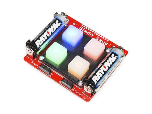 디바이스마트,MCU보드/전자키트 > 교육용키트/로봇 > 교육용키트 > 전기/전자/회로,SparkFun,SparkFun Simon Says - Through-Hole Soldering Kit [KIT-10547],홀이 뚫려 있는 납땜 교육 키트로써 2x AA배터리를 포함하고있습니다.