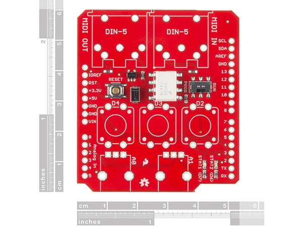 디바이스마트,오픈소스/코딩교육 > 아두이노 > 아두이노 호환쉴드,SparkFun,SparkFun MIDI Shield [DEV-12898],MIDI쉴드는 MIDI 통신 프로토콜로 아두이노를 통해 신디자이저, 시퀀서, 기타 음악 장치를 제어할수 있습니다. /  SparkFun MIDI Shield [DEV-09595] 제품과 다르게 약간의 납땜이 필요합니다.