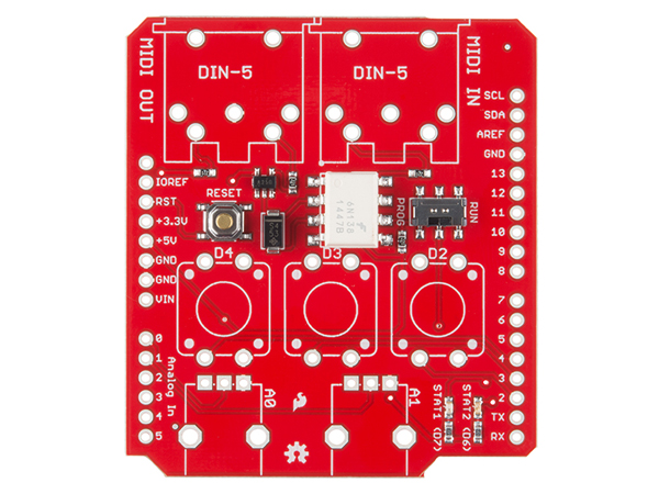 디바이스마트,오픈소스/코딩교육 > 아두이노 > 아두이노 호환쉴드,SparkFun,SparkFun MIDI Shield [DEV-12898],MIDI쉴드는 MIDI 통신 프로토콜로 아두이노를 통해 신디자이저, 시퀀서, 기타 음악 장치를 제어할수 있습니다. /  SparkFun MIDI Shield [DEV-09595] 제품과 다르게 약간의 납땜이 필요합니다.