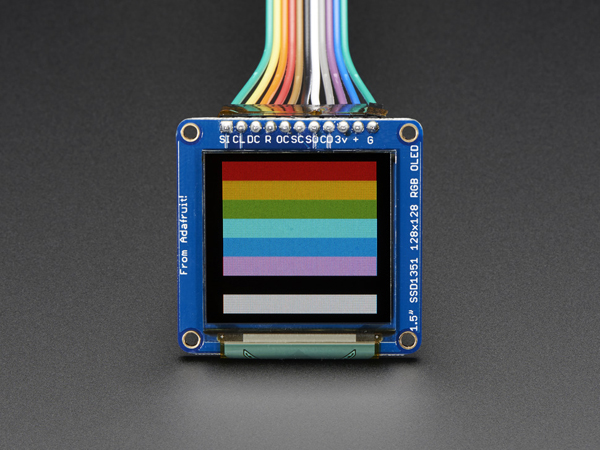 디바이스마트,LED/LCD > LCD 캐릭터/그래픽 > 캐릭터 OLED,Adafruit,OLED Breakout Board - 16-bit Color 1.5' w/microSD holder [ada-1431],비비드 컬러의 1.5인치 모노크롬 디스플레이입니다. / 128x128 RGB / SPI 인터페이스 / 3.3 - 5V