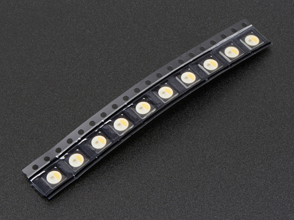 디바이스마트,LED/LCD > SMD LED(칩타입) > 5050사이즈 SMD LED,Adafruit,NeoPixel RGBW LEDs w/ Integrated Driver Chip - Warm White - ~3000K - Black Casing - 10 Pack [ada-2760],800 KHz 프로토콜 사용 / PWM rate : 400Hz / 5mm x 5mm