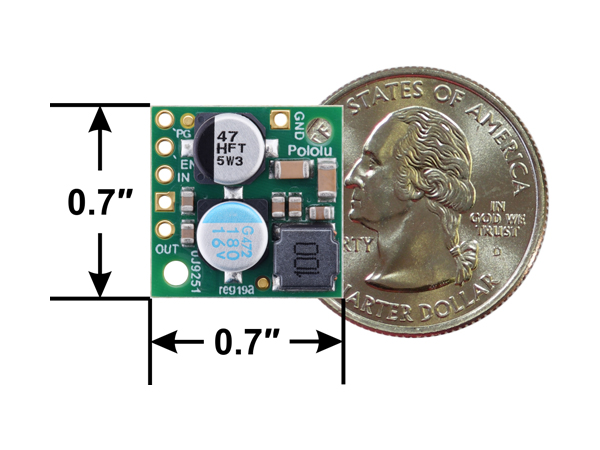 디바이스마트,전원/파워/배터리 > DC-DC 컨버터 모듈 > 강하형 모듈(외장) > 비절연 스위칭 모듈,Pololu,Pololu 7.5V, 2.4A Step-Down Voltage Regulator D24V22F7 #2860,외장형 / 고정출력전압 / 1ch 출력 / 강하형 비절연 스위칭 컨버터 / 입력전압 : 8.5V~36V / 출력전압 : 7.5V / 출력전류 : 2.4A / 변환효율 : 85%~95% / 스위칭 주파수 : 400kHz / 입력단자 : 스루홀 / 출력단자 : 스루홀 / 패키지 : PCB