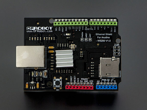 디바이스마트,오픈소스/코딩교육 > 아두이노 > 아두이노 호환쉴드,DFROBOT,Ethernet Shield for Arduino - W5200 [DFR0272],●Working voltage: 5v  / ● Standard size Arduino compatible controller, while supporting Arduino Mega Series / ● Size: 70x55x30mm