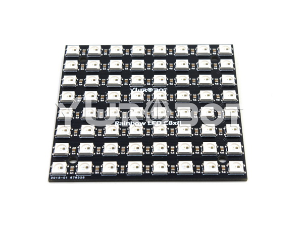 디바이스마트,오픈소스/코딩교육 > 아두이노 > 아두이노 LED/LCD모듈,YwRobot,WS2812 레인보우 LED 모듈 (C8x8) [ELB040059],5050 highlight LED, built-in control chip, only an IO port to control multiple LED Chip: WS2811 (built-in LED) LED: 5050 Package RGB full color highlighting * 64 Voltage: 5V