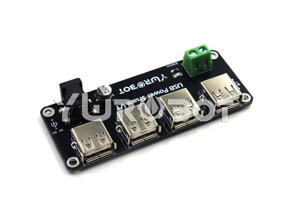 디바이스마트,오픈소스/코딩교육 > 아두이노 > 아두이노 전원관련모듈,YwRobot,USB 4채널 5V 전원 공급 모듈 [PWR050008],Input voltage: 5V DC Output voltage: 5V USB Output current: from the input supply current may be Input Interface: DC2.1, terminal Output Ports: A type USB Socket X4   (simple power supply, no data capabilities)