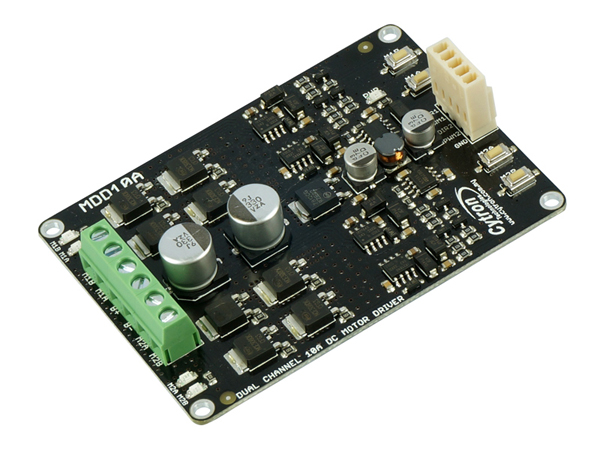 디바이스마트,MCU보드/전자키트 > 버튼/스위치/제어/RTC > 모터/모터컨트롤,Cytron,10Amp 5V-30V DC Motor Driver (2 Channels) [MDD10A],brushed DC motor 2개 양방향 제어 / 모터전압 5V~30V / 최대 전류 30A(Peak), 10A(연속) / PWM 및 DIR 입력 / Arduino, Raspberry Pi 호환 / 주의 : 역극성 보호 기능 없음