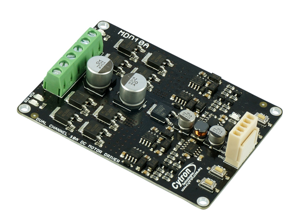 디바이스마트,MCU보드/전자키트 > 버튼/스위치/제어/RTC > 모터/모터컨트롤,Cytron,10Amp 5V-30V DC Motor Driver (2 Channels) [MDD10A],brushed DC motor 2개 양방향 제어 / 모터전압 5V~30V / 최대 전류 30A(Peak), 10A(연속) / PWM 및 DIR 입력 / Arduino, Raspberry Pi 호환 / 주의 : 역극성 보호 기능 없음