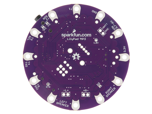 디바이스마트,MCU보드/전자키트 > 전원/신호/저장/응용 > 웨어러블 > 보드/모듈/키트,SparkFun,LilyPad MP3 [DEV-11013],올인원 오디오 솔루션으로 아두이노 호환 마이크로컨트롤러와 MP3 오디오 디코더 칩, microSD소켓, 스테레오 오디오 앰프가 탑재되어 있습니다. 릴리패드 E-textile line으로 의류를 이용한 프로젝트를 진행한다면 의류에 음악을 플레이 시키는 기능을 추가할 수 있습니다.