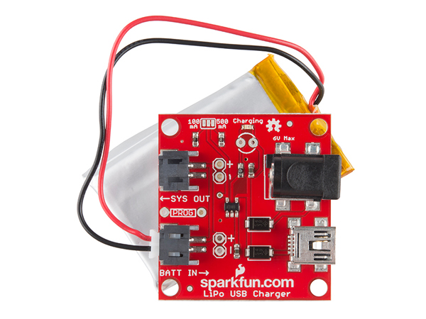 디바이스마트,MCU보드/전자키트 > 전원/신호/저장/응용 > 충전/배터리/전원,SparkFun,SparkFun USB LiPoly Charger - Single Cell [PRT-12711],싱글 셀 리튬이온이나 리튬폴리머 배터리를 충전할 수 있습니다.