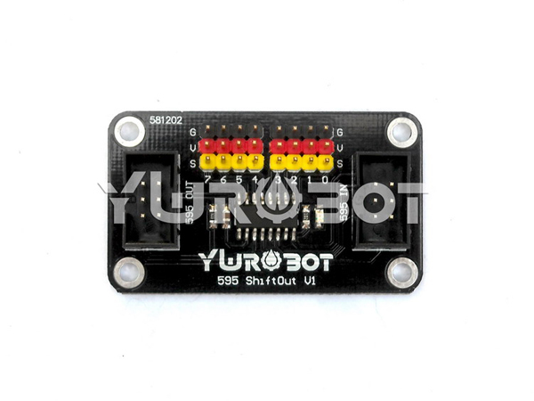 디바이스마트,오픈소스/코딩교육 > 아두이노 > 아두이노 통신모듈,YwRobot,아두이노 595 쉬프트아웃 확장 모듈 [ELB030203],With only three digital IO, you can control 8 level type equipment, saving resources Arduino 595 serial control chip, multi-chip can be connected to the control leve