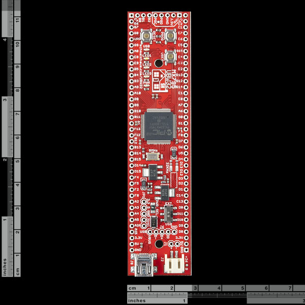 디바이스마트,MCU보드/전자키트 > 프로세서/개발보드 > PIC,SparkFun,USB 32-Bit Whacker - PIC32MX795 Development Board [DEV-09713],32비트 PIC32MX795칩을 탑재했으며, PIC32를 셋업하고 실행하기 위해 필요한 모든 회로를 담고있습니다. 전원은 USB나 외부 소스로 공급이 가능합니다.