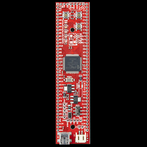 디바이스마트,MCU보드/전자키트 > 프로세서/개발보드 > PIC,SparkFun,USB 32-Bit Whacker - PIC32MX795 Development Board [DEV-09713],32비트 PIC32MX795칩을 탑재했으며, PIC32를 셋업하고 실행하기 위해 필요한 모든 회로를 담고있습니다. 전원은 USB나 외부 소스로 공급이 가능합니다.