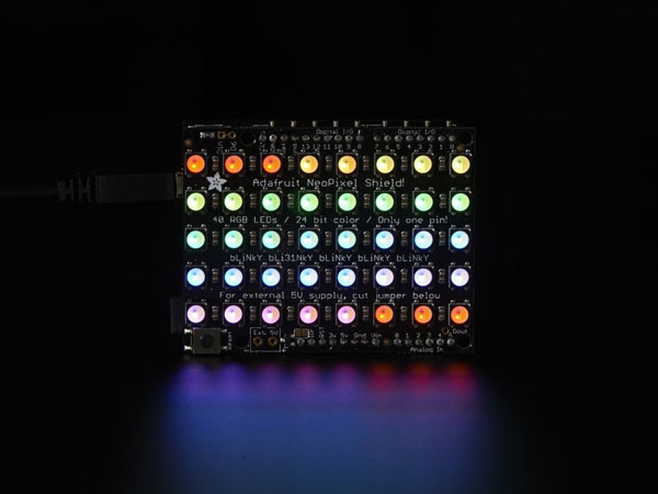 디바이스마트,오픈소스/코딩교육 > 아두이노 > 아두이노 LED/LCD모듈,Adafruit,Adafruit NeoPixel Shield - 40 RGBW - Cool White - ~6000K [ada-2866],5x8 매트릭스 40 RGBW LED입니다. 각각의 픽셀은 독립적으로 주소를 가지며 단지 1개의 핀(디지털 #6)을 필요로 합니다.