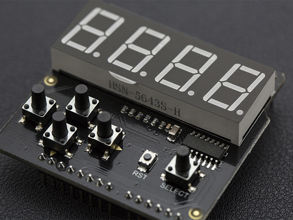 디바이스마트,LED/LCD > FND/도트매트릭스 > FND(세그먼트LED) > FND,DFROBOT,LED 키패드 쉴드 (아두이노 호환) LED Keypad Shield For Arduino [DFR0382],배열 : 4자리 / 전압 : 5V / 색상 : 레드(Red) / 아두이노 호환