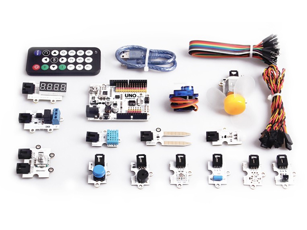 디바이스마트,오픈소스/코딩교육 > 아두이노 > 아두이노 교육용키트,ELECFREAKS,아두이노 스타터 키트 Arduino Starter Kit(Absolute Beginner) [EF08061],키트에 마련된 9개의 코스(영문)를 하나하나 따라가면서 아두이노(LED, Servo, IR센서 활용 등)를 차근차근 배워갈 수 있도록 만들어진 완전 초보자용 아두이노 스타터 키트 / 납땜이 필요없어 편리하게 꽂아서 사용할 수 있습니다 / 아두이노 100%호환 가능한 UNO의 업그레이드 버전인 Freaduino UNO를 사용(3.3V와 5V 모두 사용-스위치로 변경 가능)합니다.