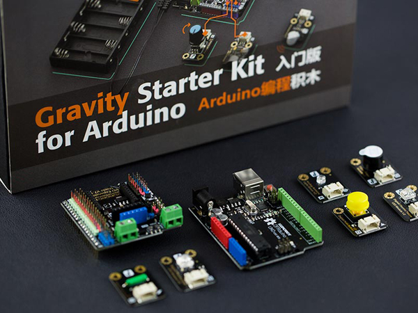 디바이스마트,오픈소스/코딩교육 > 아두이노 > 아두이노 교육용키트,DFROBOT,아두이노 스타터 키트 (Gravity Starter Kit for Arduino) [KIT0111],DFRduino UNO R3, LED, 푸쉬버튼, 센서, 모듈 등 16가지 종류의 부품들이 포함 되어 있는 아두이노 초보자용 키트 입니다.