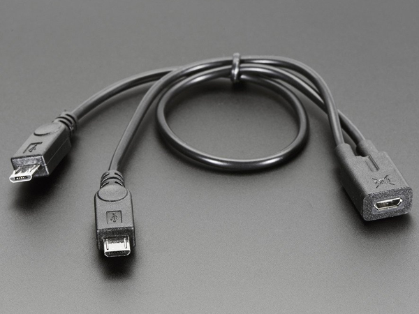 Micro B USB 2-Way Y Splitter Cable [ada-3030]