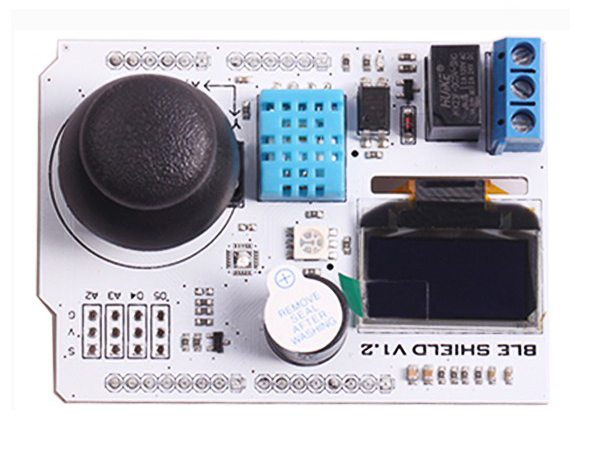 디바이스마트,오픈소스/코딩교육 > 아두이노 > 아두이노 호환쉴드,ELECFREAKS,BLE 확장 개발 실드 BLE Development Shield [EF02222],BLEduino 제품용 확장 개발실드 / OLED 스크린, 부저, 온습도센서, 릴레이, RGB LED, Helical Potentiometer, 조이스틱 등 내장 / 75 x 75mm 