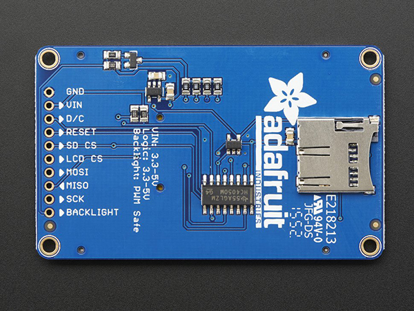 디바이스마트,LED/LCD > LCD COLOR > 칼라 LCD패널 > 2인치 이하 컬러 LCD패널,Adafruit,2.2' 18-bit color TFT LCD display with microSD card breakout [ada-1480],2.2인치 320x240 LCD 디스플레이로 4 와이어 SPI를 사용하고 자체 주소를 가진 프레임 버퍼를 가지고 있습니다.