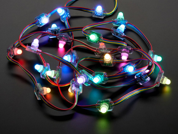 12mm Diffused Flat Digital RGB LED Pixels (Strand of 25) - WS2801 [ada-738]