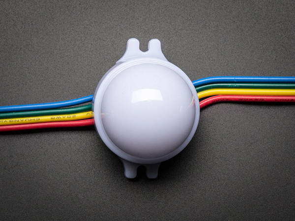 디바이스마트,LED/LCD > LED 인테리어조명 > 장식용 LED,Adafruit,30mm Dots - 12V Digital RGB LED Pixels (Strand of 20) - WS2801 [ada-1547],12mm 지름, 38mm 높이의 RGB LED 픽셀입니다. 4개의 컨덕터 케이블로 연결되어 있으며 한 묶음당 25개의 LED로 구성되어있습니다.